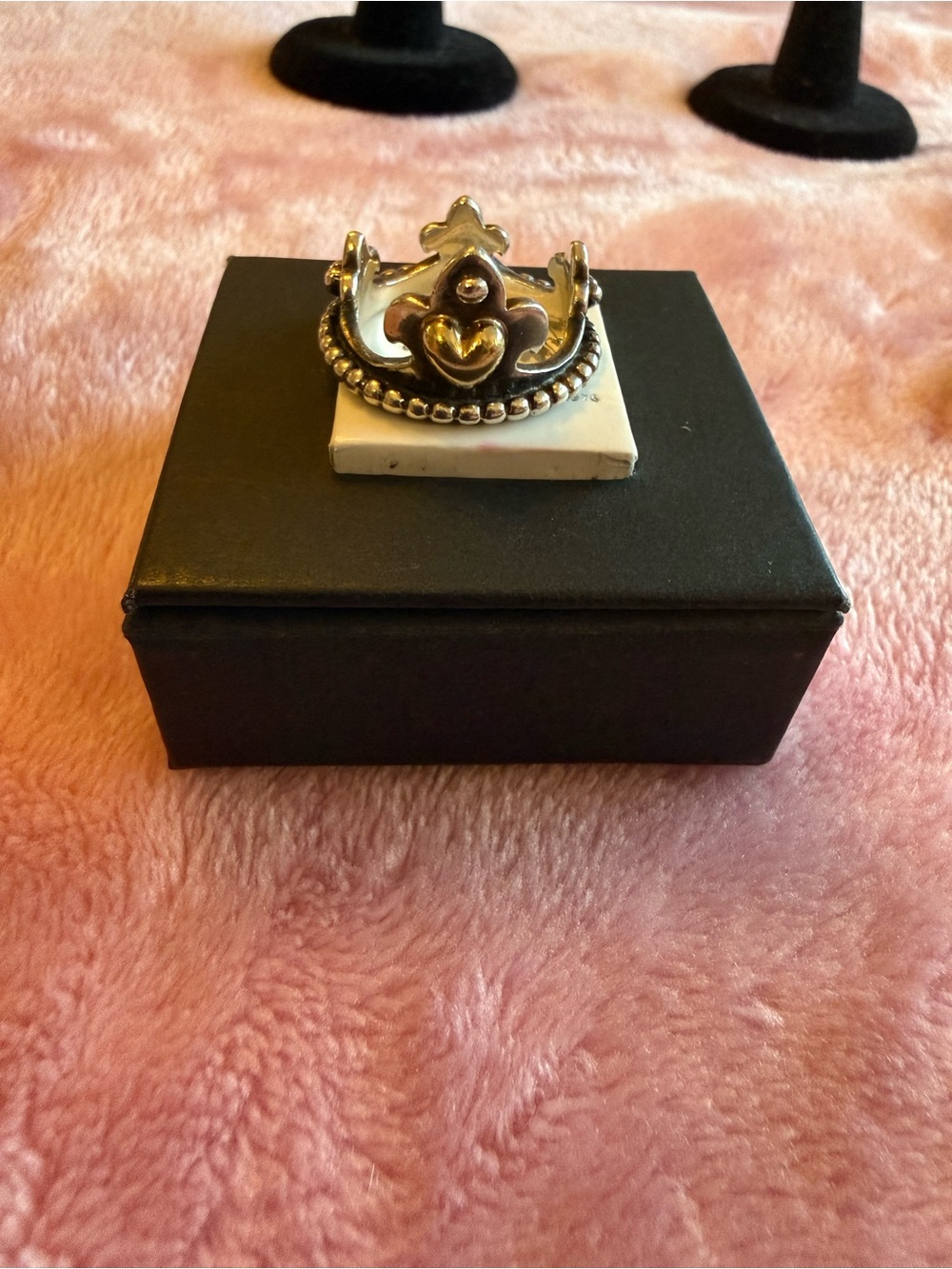 Trollbeads Two-Tone Crown Heart Ring - Silver & 18k Gold